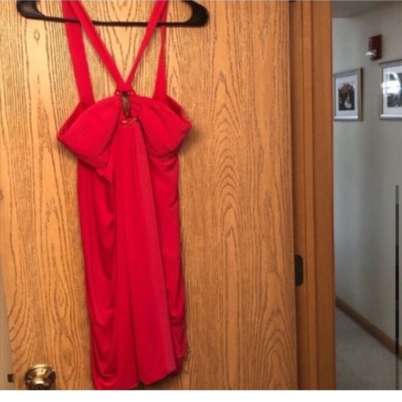BCBGMaxAzria coral cut out bling sleeveless dress Sz S EUC - Picture 9 of 15